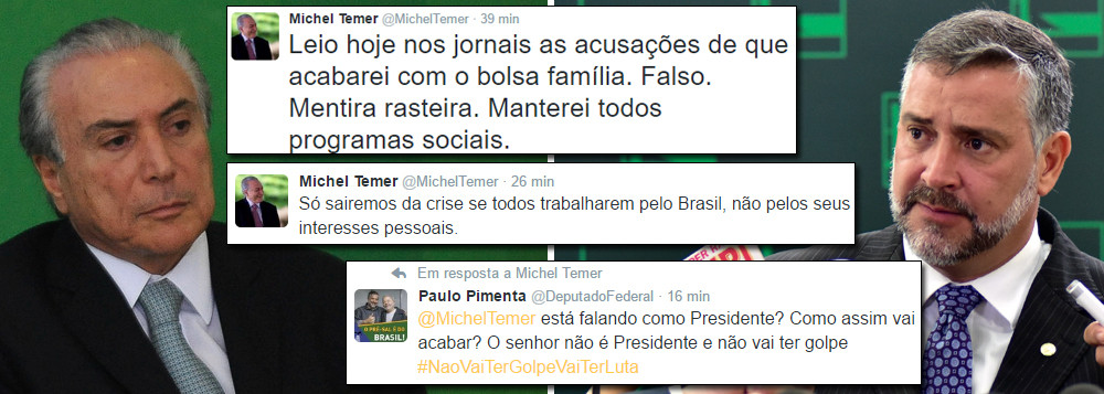 Assim que Temer se manifestou, Pimenta rebateu declarações|Foto:Reprodução/Twitter/Brasil 247