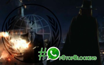 Ilustração na página do Anonymous no Facebook pede o fim das ações de bloqueio por parte da Justiça. Reprodução 